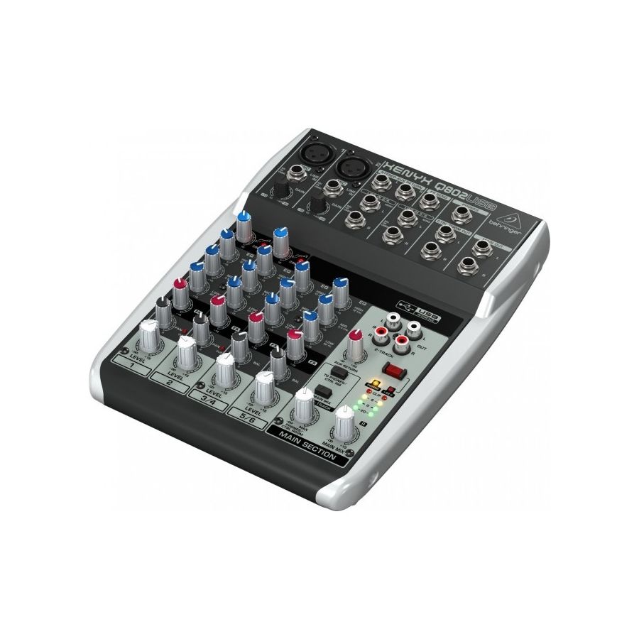 BEHRINGER Q802USB - микшер 2 микрофонных пред, 1 FX посыл, 1 стерео Aux возврат,2-Bus, встр. USB