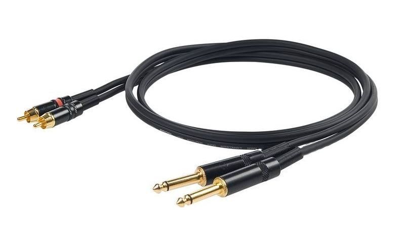PROEL CHLP310LU3 - сценический кабель, 2х6,3 джек моно <-> 2х RCA (папа), длина - 3м